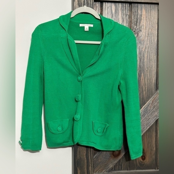 Banana Republic Green Knit Button Front Cardigan with Flap Pockets and Collar XS - Picture 1 of 3